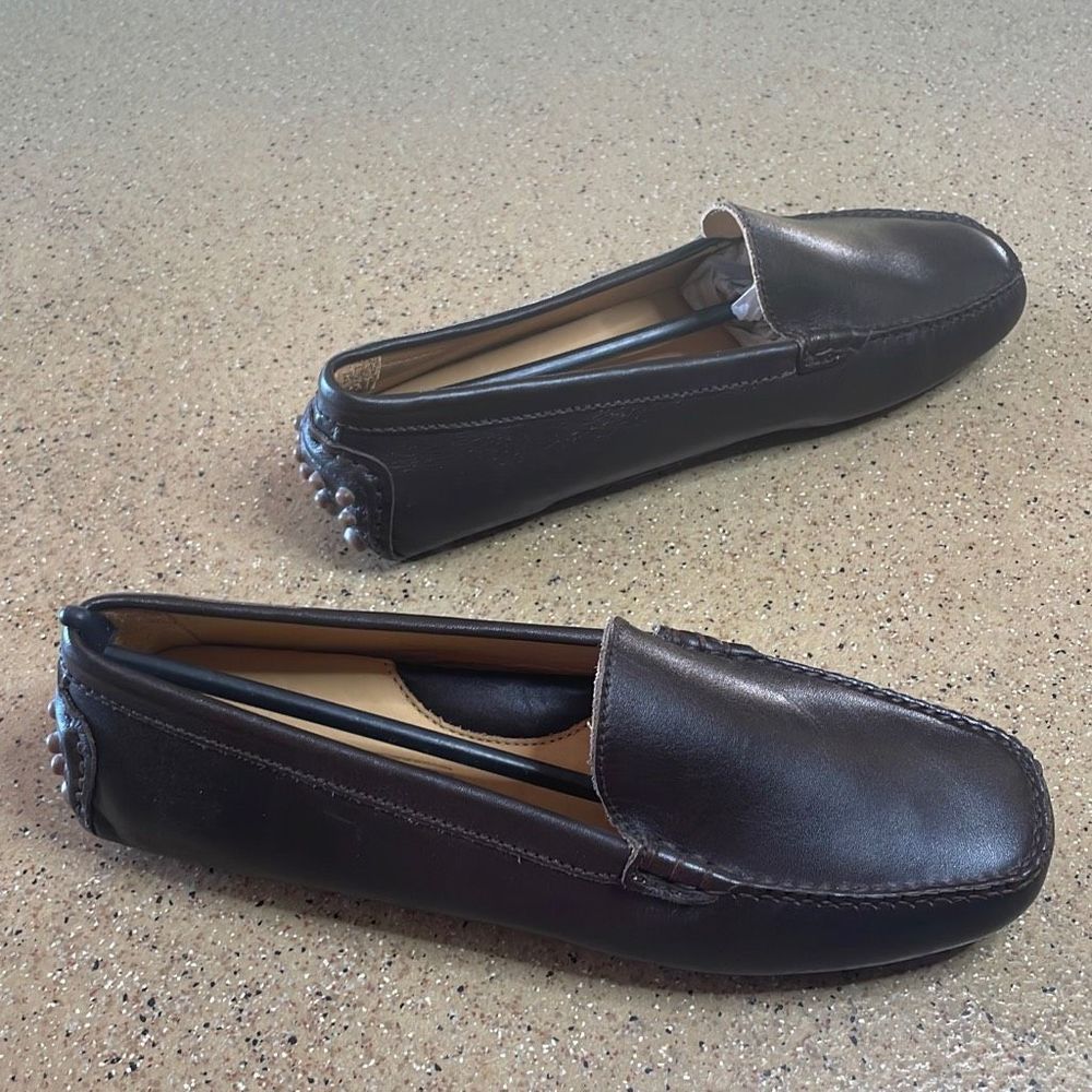 Lands End Driving Loafers Brown Leather New sz 7